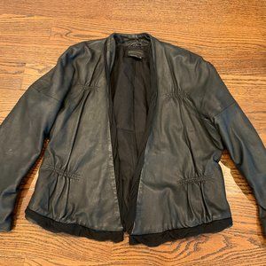 BCBGMaxAzria Women's Black Leather Jacket - 3/4 sleeve - XS